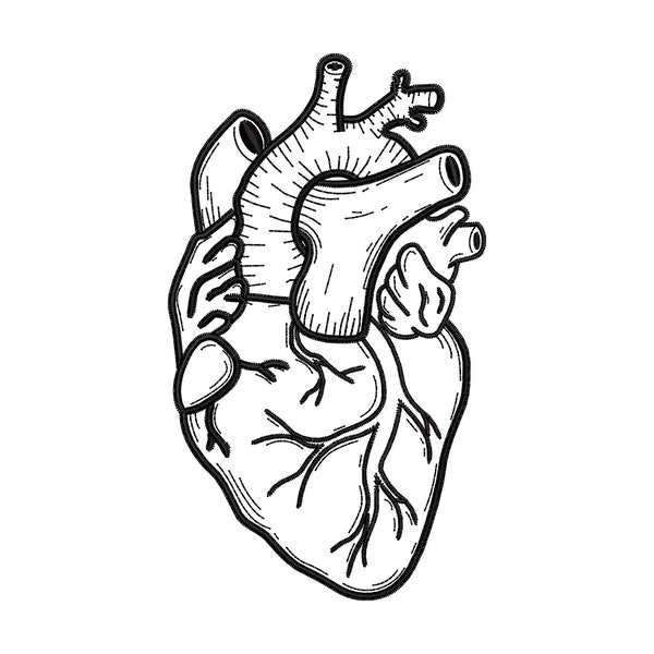 Anatomical Heart Machine Embroidery Design, Human Heart Embroidery File  5 size  - INSTANT DOWNLOAD