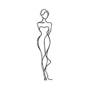 Minimalist Woman Silhouette Embroidery Design, Elegant Outline Embroidery Pattern, Woman Figure Design File, 6 sizes - INSTANT DOWNLOAD