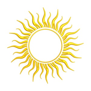 Sun Frame Machine Embroidery Design, Round Monogram Frame Embroidery Pattern 5 size  - INSTANT DOWNLOAD
