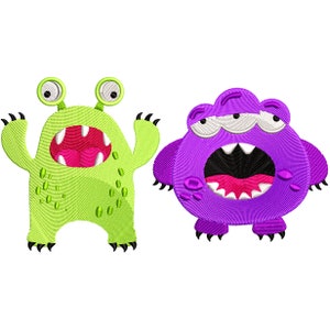 Monster Stickdatei, Halloween Set Maschinenstickmuster, Mumie Stickdatei, niedliche Cartoon Kreaturen, 3Größe, INSTANT DOWNLOAD