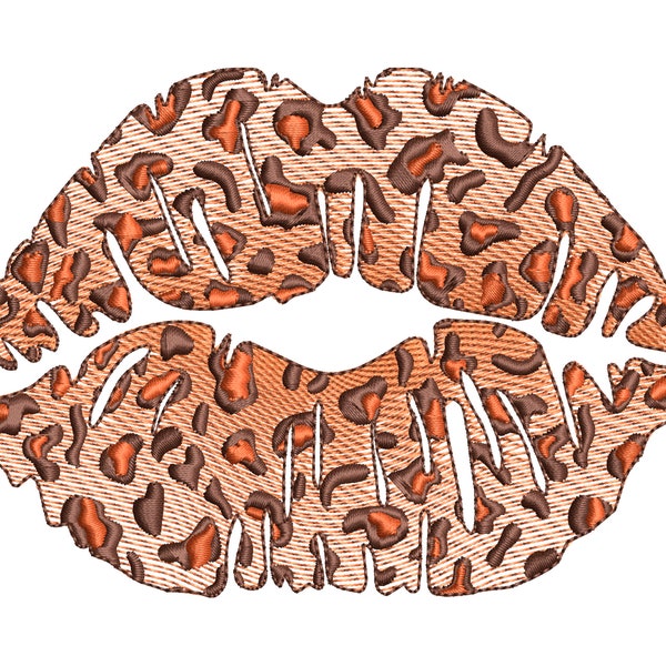 Motif de broderie Machine baiser léopard, motif de broderie Ligh esquisse de remplissage 5 taille - TÉLÉCHARGEMENT IMMÉDIAT