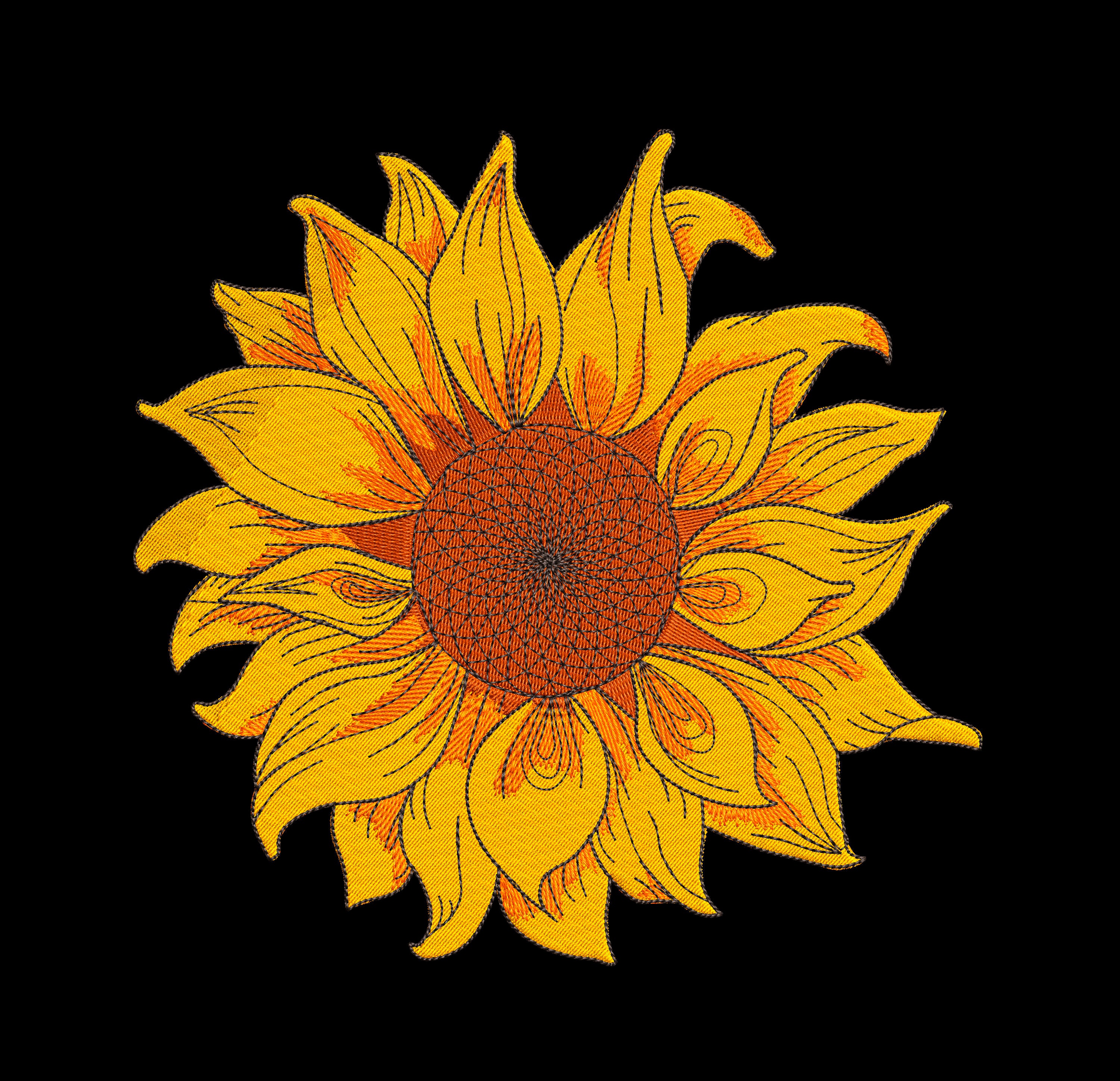 Sunflower Machine Embroidery Design 6 Size INSTANT DOWNLOAD Etsy