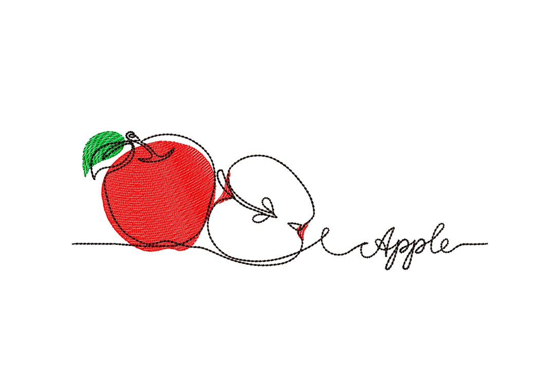 Apple Machine Embroidery Design 5 Size INSTANT DOWNLOAD Etsy