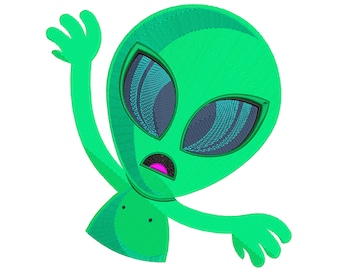 Alien Embroidery Design, UFO Character, Space Pattern, Machine Embroidery File, Digital Download