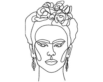 Frida Machine Embroidery Design, Minimalist Embroidery Files, 6 size  - INSTANT DOWNLOAD