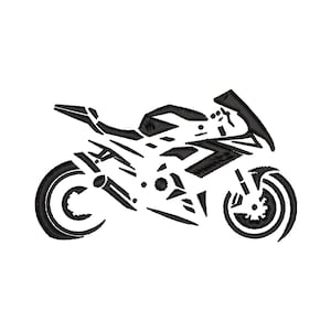 Sport Bike Machine Embroidery Design - Minimalist Pattern, 6 Sizes, Instant Download