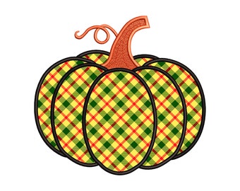 Pumpkin Applique Embroidery Design, Fall Harvest Machine Embroidery File, 5 sizes