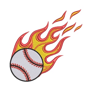 Flaming Baseball Stickdatei, Softball FIREBALL Stickdatei, Sportball, Athlet Geschenk, Größe 6 - INSTANT DOWNLOAD