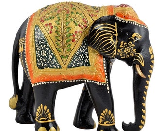 A beautiful vintage trunk down elephant/handmade wooden elephant/wedding gift/perfect gift for her / 8 inch by Vijayemarket