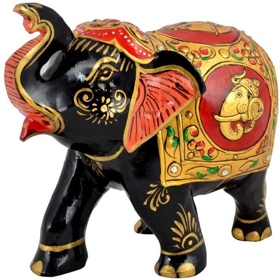 Elephant Figurines Vintage Wood Carved Handmade Natural Animal Lovers Collection 