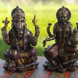 3 inch Lakshmi Ganesh Statue, Lakshmi ji idol, Ganesha statue, Ganesha Lakshmi statue for Temple Puja, best for Diwali Pooja, Diwali gifts