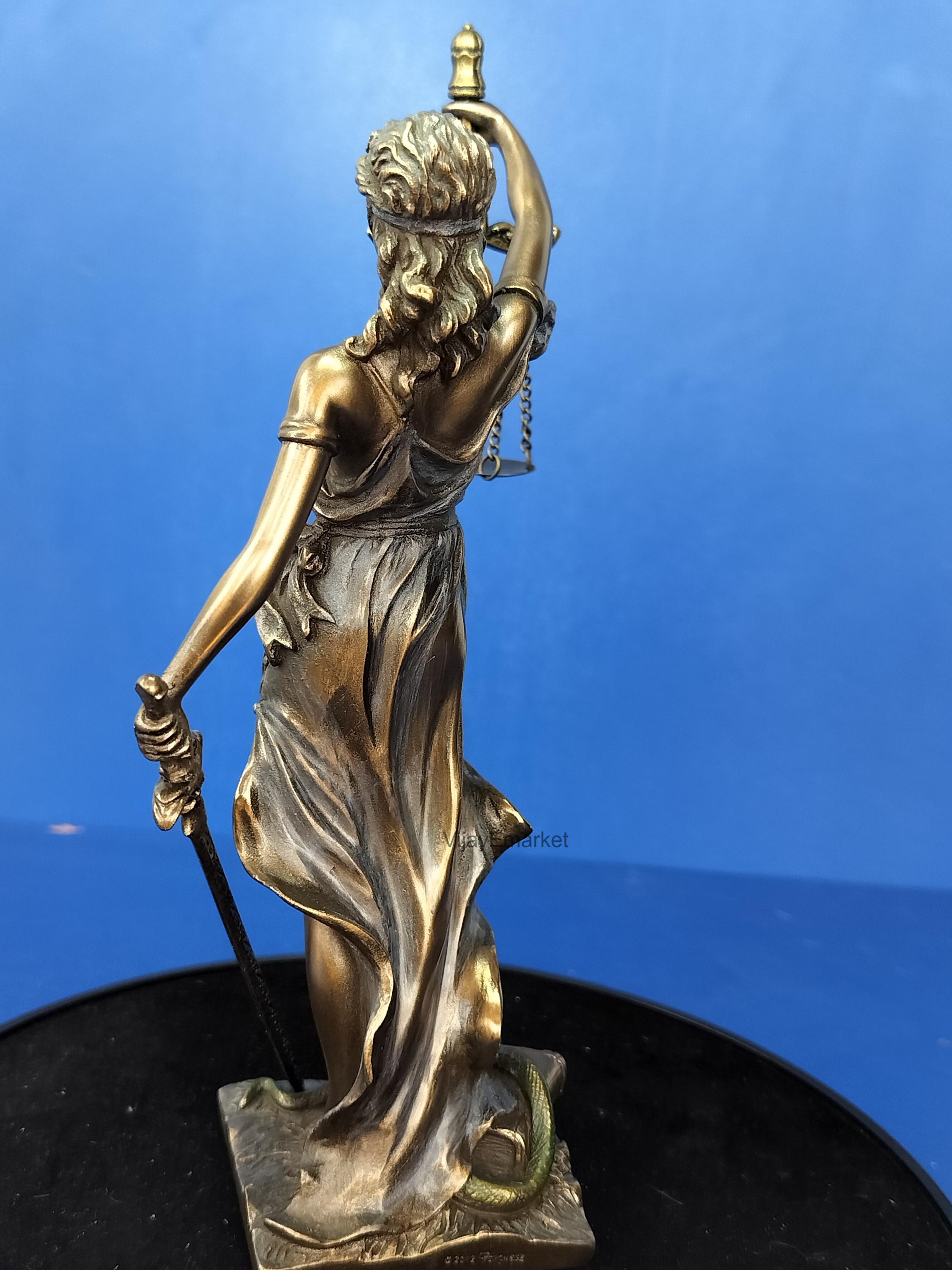正義の女神像｜ブロンズ仕上げの法律事務所装飾品（高さ約20cm