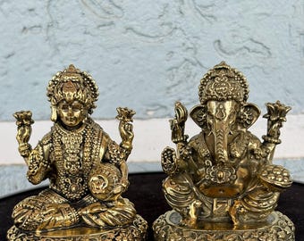 Estátua de Lakshmi Ganesha em latão | Diwali Puja Murti, ídolos do deus hindu