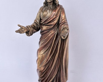 Jesus Christ Statue Bronze Finish Sacred Heart Religious Home Decor