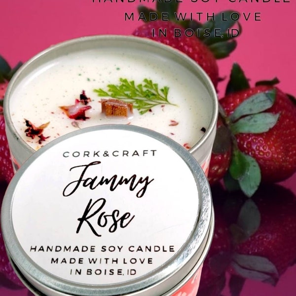 Jammy Rose Organic Soy Candle, Lush Dupe Candle, Berry Rose Candle, Rose Jam Type Candle, Organic Rose Soy Candle, Berry Candle, Rose Scent