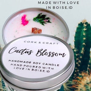 Cactus Blossom Soy Candle: Handmade Floral Scented Candle