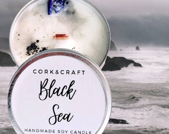 Black Seas Candle, Soy Candles Handmade, Candles for Him, Man Candle, Water Candle, Black Candle, Ocean Scented Candle, Noir Candle, Sea