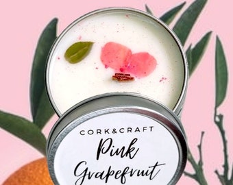 Pink Grapefruit Soy Candle, Citrus Scented Candle, Grapefruit Candle, Soy Candle Handmade, Citrus Candle, Pink Grapefruit Candle, Grapefruit