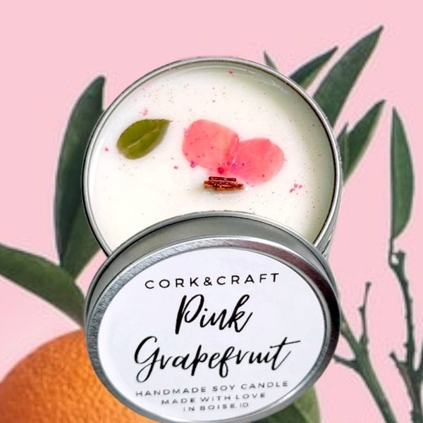 Pink Grapefruit Soy Candle, Citrus Scented Candle, Grapefruit Candle, Soy Candle Handmade, Citrus Candle, Pink Grapefruit Candle, Grapefruit