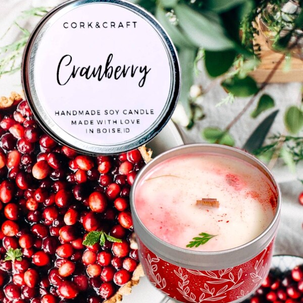 Cranberry Candle, Soy Candles Handmade, Fruit Candle, Cranberry Aroma, Wooden Wick Candle, Fruity Candles, Cranberry Wax Melt, Berry Candle