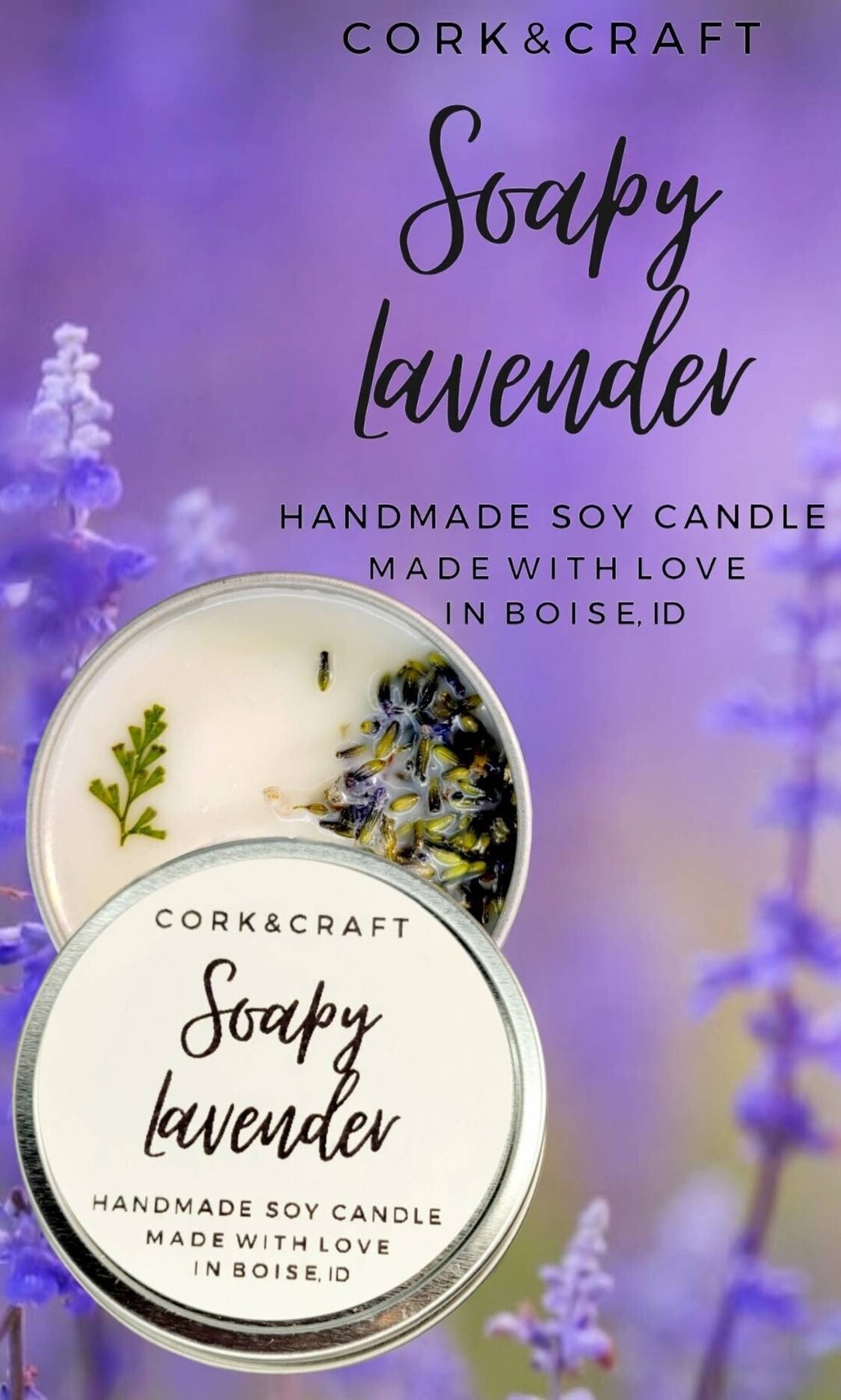 Lavender Soy Candle, Handmade Soy Candle, Soapy Lavender, Aromatherapy