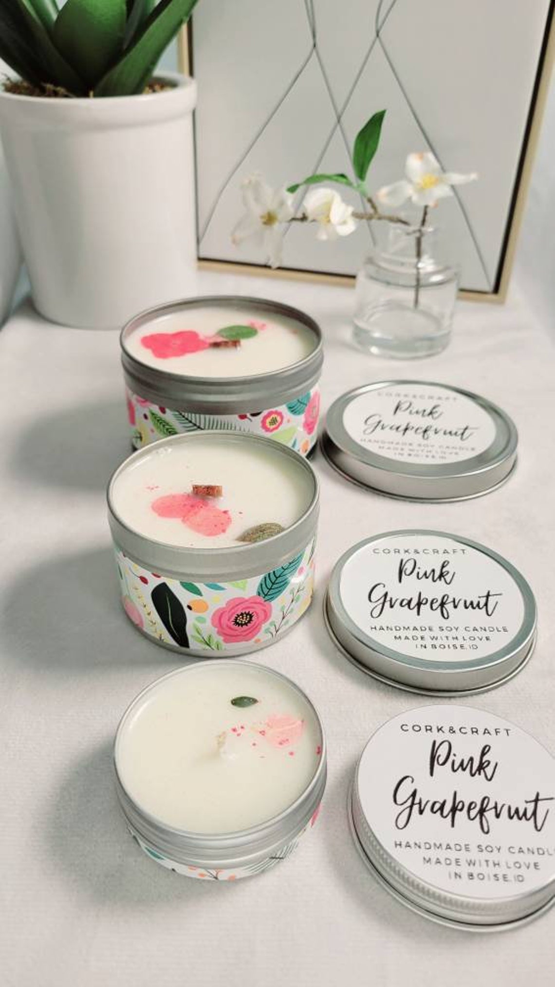 Pink Grapefruit Handmade Soy Candle Citrus Candle Tropical Etsy