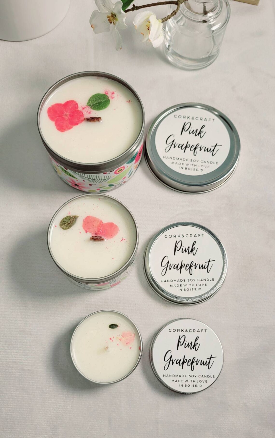 Pink Grapefruit Handmade Soy Candle Citrus Candle Tropical Etsy