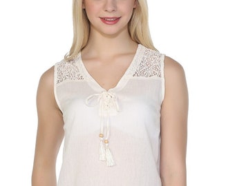 Bridesmaids or engagement lace blouse Lace womens blouse Lace tops White blouse 60s blouse Linen shirt top Linen sleeveless blouse