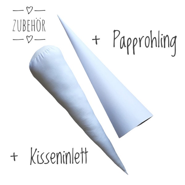 Kissen Inlett | Füllkissen für Schultüte | 85cm, 70cm und 35cm | mit oder ohne Papprohling | Zuckertütenkissen