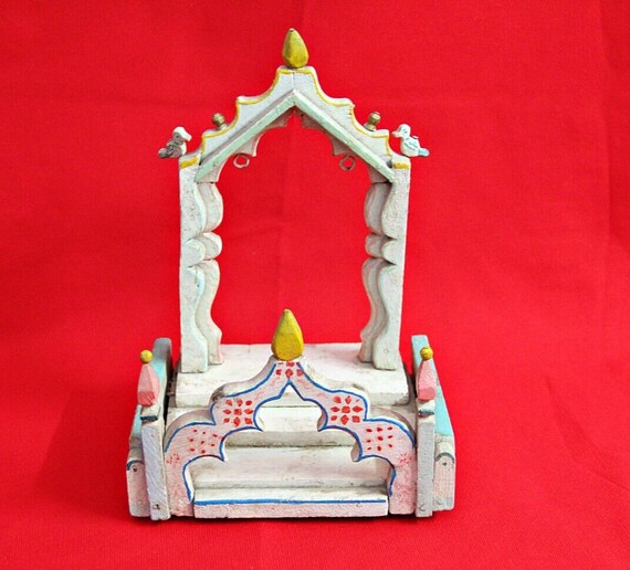 Vintage Hand-Painted Wooden Ladoo Gopal Jhoola Swing– Exquisite Handcrafted Decor | Traditional Krishna Cradle | Unique Spiritual Home Decor