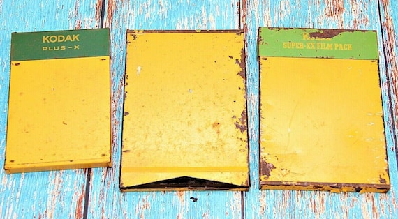 Set of 3 Vintage Empty Kodak Film Pack Tins Unique Collectible Retro Home Decor Tin Boxes for Photography Lovers and Memorabilia Collectors