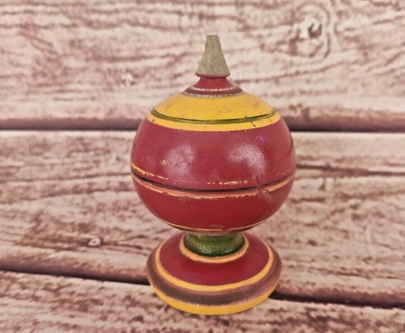 Vintage Hand Crafted Wooden Eye Liner Box, Painted Beauty Collectible, Unique Decorative Powder Storage, Rustic Vanity Decor 02