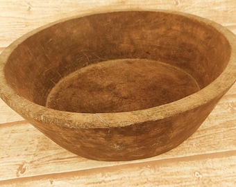 Handcrafted Vintage Wooden Dough Bowl | Rustic Farmhouse Trencher Centerpiece