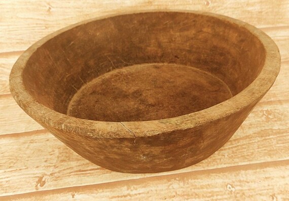 Hand Crafted Vintage Wooden Dough Bowl– Rustic Farmhouse Decor | Antique Collectible Kitchenware | Unique Single-Piece Timeless Home Accent