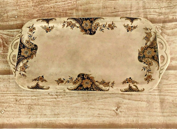 Victorian Floral Serving Tray Johnson Bros Beautiful Antique English Collectible • Rare Antique Johnson Brothers Tray • Elegant Home Decor