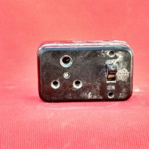 Vintage Collectible Bakelite Ceramic Large Switch & Socket from India – Electrical Fixture Rustic Industrial Decor Piece Unique Retro Accent
