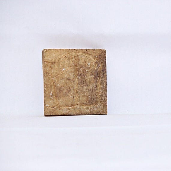 Rare Vintage Old Marble Stone Holy Hindu Religious God Foot Prints Chran Paduka Spiritual Indian Artifacts for Home Temple Decor Collectible
