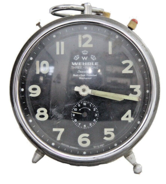 1950s Wehrle Alarm Clock– Extra-Large Vintage West Germany-Made Timepiece | 3-in-1 Clock (Needs Repair) | Restoration Project for Collectors