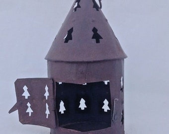 Farol colgante de hierro vintage / Decoración rústica gótica de granja, acento industrial primitivo
