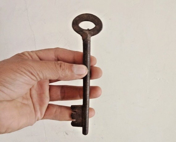 Rare Vintage Indian Handmade Iron Key Artisan Collectible, Unique Rustic Craft, Decorative Home Decor, One-of-a-Kind Artisanal Display Piece