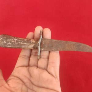 Antique Hand-Forged Pesh Kabz Boot Knife: Carved Horn Hilt, Iron Blade