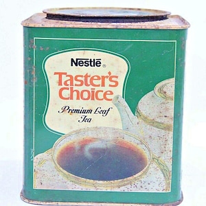 Vintage Nestle Taster&#39;s Choice Tea Tin: Retro Kitchen Decor