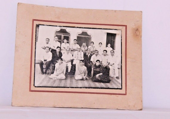 Vintage B/W Photo of School Staff in Jodhpur – Antique Indian Photography Old Camera Portrait of Teachers Historical Collectible Memorabilia