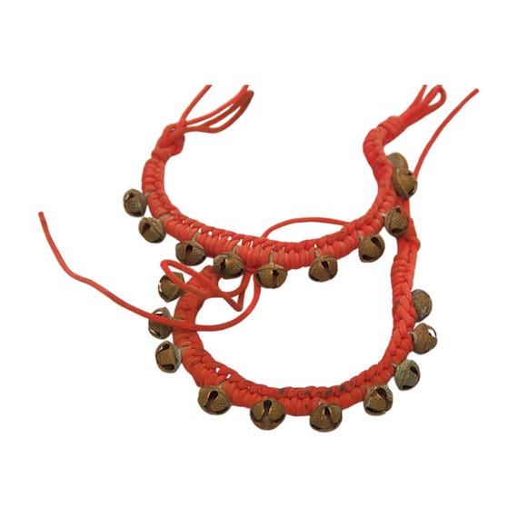 Pair of Padded Bell Anklets– Brass Tribal Belly Dance 10+10 Ghungroo Bells Musical Instrument for Traditional Performances and Collectibles