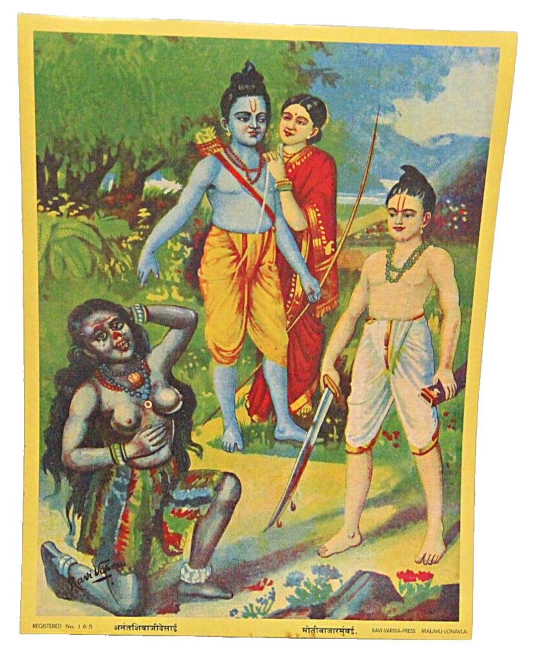 Indian Mythology Raja Ravi Varma Reprint of Laxman Chopping off ...