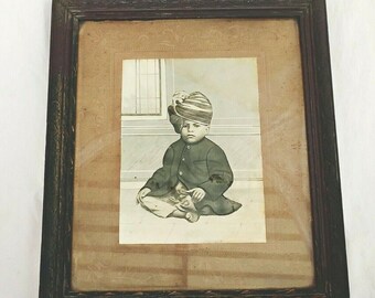 Vintage Art | Royal Child Portrait, Handcrafted Indian Wood Frame