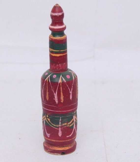 Old Vibrant Wooden Wedding Sindoor Box Handcrafted Multicolour Lacquer Painted Vermillion Storage for Traditional Ceremonies & Celebrations