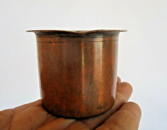 Vintage Handmade Copper Holy Water Pot Sacred Mug for Rituals, Exquisite Religious Artifact, High-Quality Artisan Decor for Altar or Display