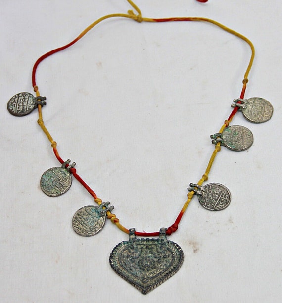 Rare Vintage Metal Muslim Pendant Necklace Unique Retro Indian Collectible Jewelry Statement Piece for Artistic Souls & Cultural Enthusiasts