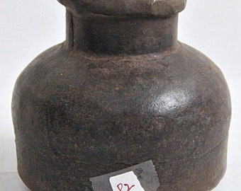 Old Vintage Rare Handmade Rustic Iron Small Indian Water Pot Matka /Vase /Jar P2